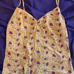 Yellowish Gold Floral Crop Top